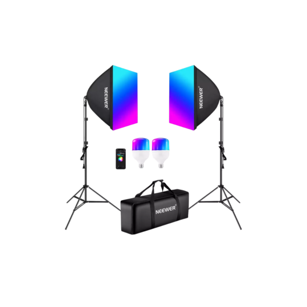Kit de iluminación para fotografía 2 Softbox Led RGB 24w